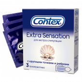 Презервативы Contex Extra Sensation с крупными точками и ребрами 3 шт. в упаковке
