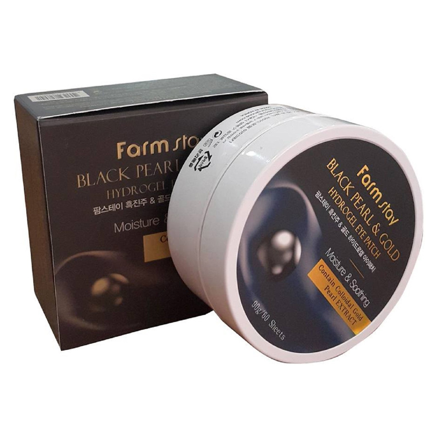 Гидрогелевые патчи для глаз FarmStay Black Pearl & Gold с черным жемчугом и золотом 60 шт фото