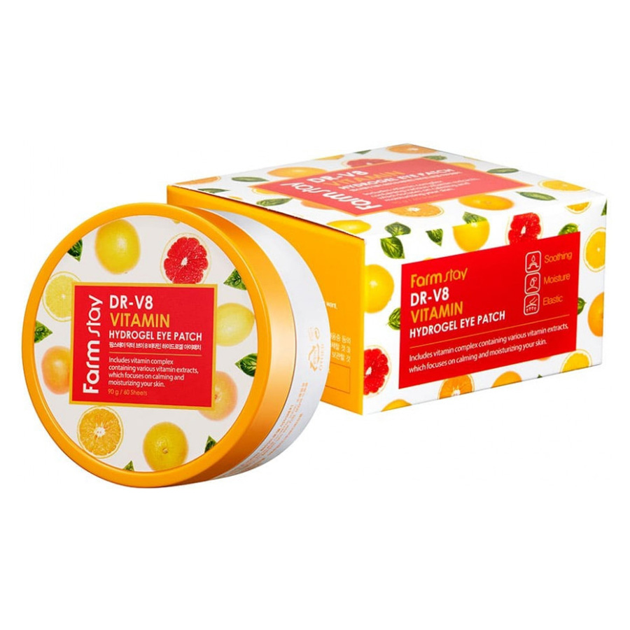 Гидрогелевые патчи для глаз FarmStay DR-V8 Vitamin Hydrogel Eye Patch 60 шт фото
