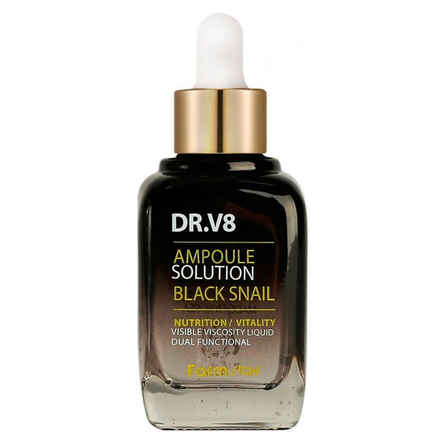 Сыворотка для лица FarmStay DR.V8 Ampoule Solution Black Snail 30 ml фото