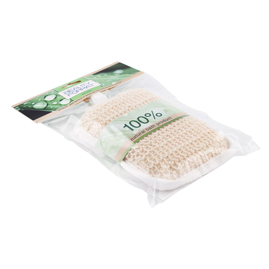 Мочалка Beauty Format брус из крапивы и хлопка короткая фото