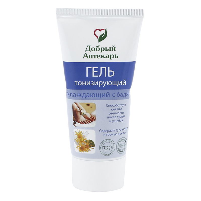 Гель для тела Добрый Аптекарь тонизирующий охлаждающий с бадягой 50 мл фото