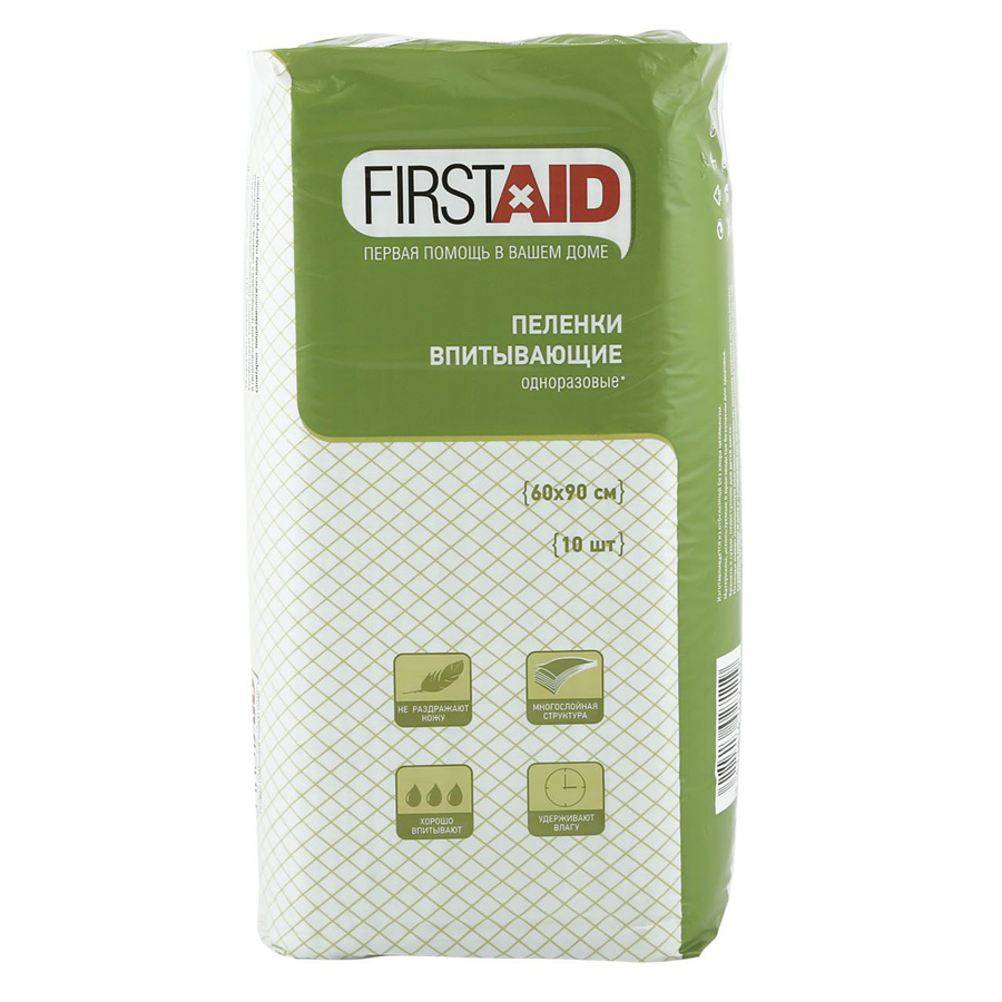 Пеленки FirstAid медицинские впитывающие 60х90 см - 10 шт. фото