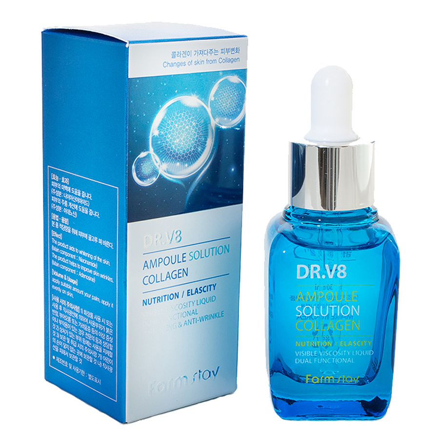 Сыворотка для лица FarmStay DR.V8 Ampoule Solution Collagen 30 ml фото