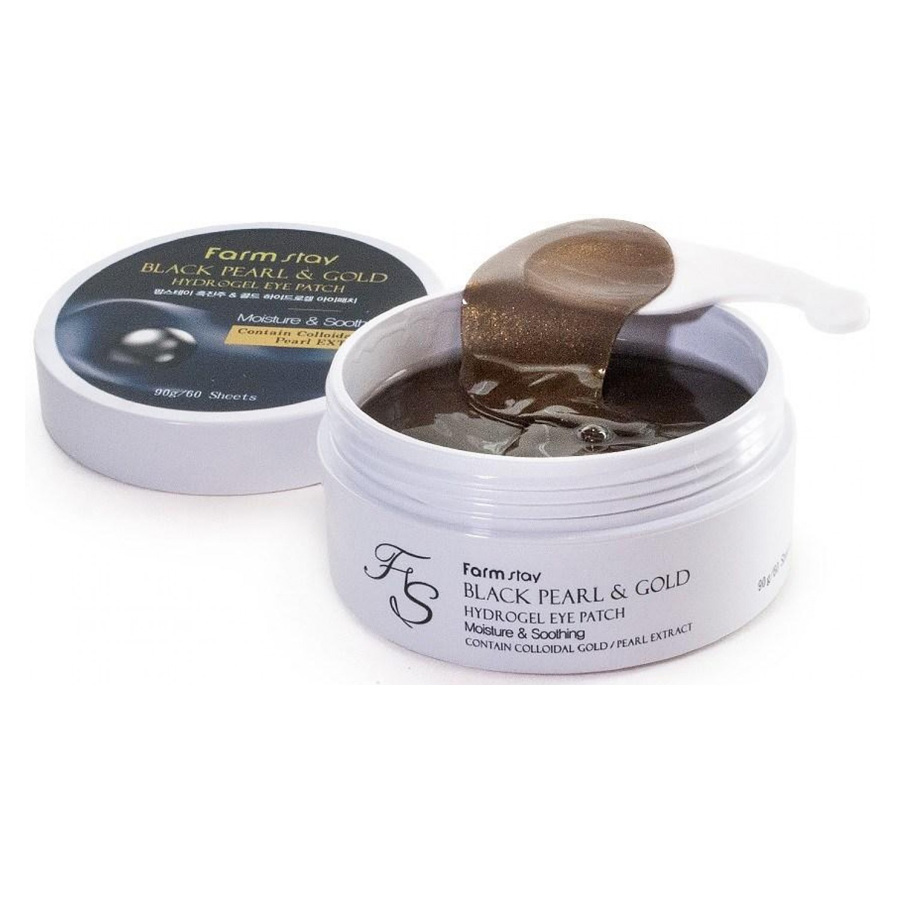 Гидрогелевые патчи для глаз FarmStay Black Pearl & Gold с черным жемчугом и золотом 60 шт фото
